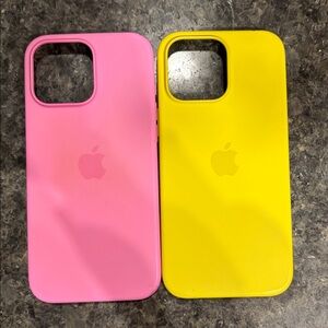 Apple Authentic Vibrant Yellow and Pink iPhone 16 Pro Max Cases - Used (w/o box)